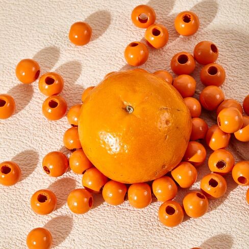 240pcs Wood Beads for Craft Wooden Beads Orange 15.5-16mm DIY Beads Color(6mmhole) in Kuwait