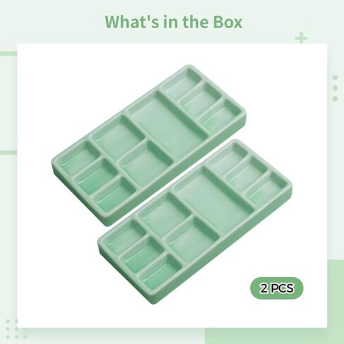 Set Of 2 Green Porcelain Ceramic Mixing Trays For Watercolor, 7 In Palette With Grid Compartments For Easy Color Separation in Saudi Arabia