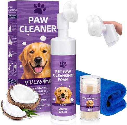 Kit Paw Cleaner Kit-Paw Cleaning Fo Rall Dogs & Puppy Silicone Scrubber Brush-ph ph ballectly gentle no dinse scrubber ، pet paw cleaner و 6.7 fl oz dogs feet cleaner. in Kuwait