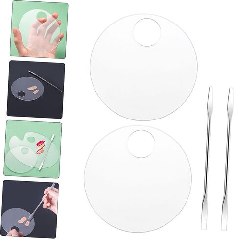 LIFKOME 2 Sets of Acrylic Makeup Mixing Trays for Beauty Salon and Home Use Adjustable Size Includes Mixing Tools for Eyeshadow and Nail Art in Kuwait