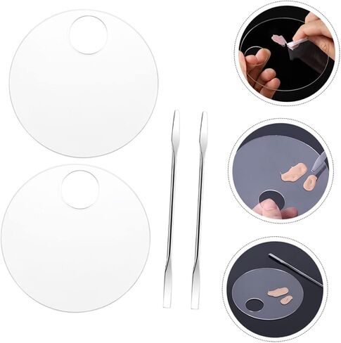 LIFKOME 2 Sets of Acrylic Makeup Mixing Trays for Beauty Salon and Home Use Adjustable Size Includes Mixing Tools for Eyeshadow and Nail Art in Kuwait