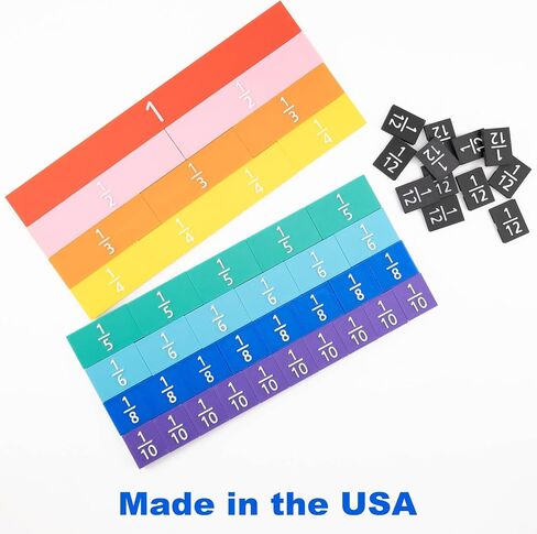 Rainbow Fraction Tiles, Montessori Math Materials, Fraction Manipulatives, Unit Fraction, Fraction Bars Math Manipulatives, Fraction Games, Homeschool Supplies (Set of 53) in Saudi Arabia