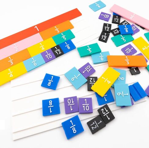 Rainbow Fraction Tiles, Montessori Math Materials, Fraction Manipulatives, Unit Fraction, Fraction Bars Math Manipulatives, Fraction Games, Homeschool Supplies (Set of 53) in Saudi Arabia