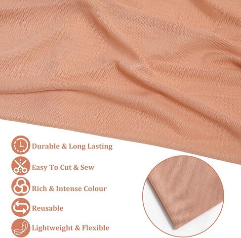 4-Way Stretch Mesh Fabric Polyester Spandex Power Mesh 60 Inch by 1 Yards Lightweight Sheer Fabric Ideal for Swimwear, Sportswear, Dance, and Lining (Dark Nude) in Kuwait