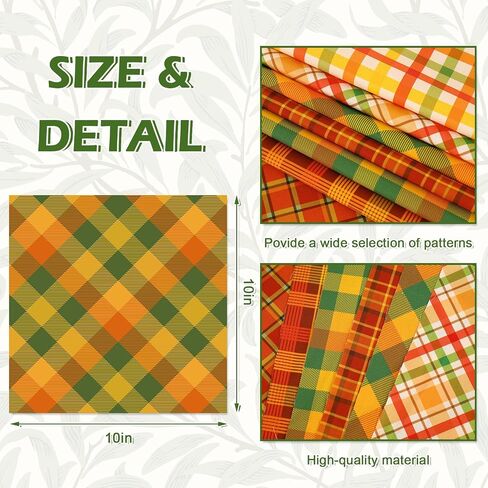 40Pcs Fall Fabric Squares Orange Yellow Green Plaid Cotton Fabric Bundles Small Checkered Sewing Fabrics for Autumn Thanksgiving DIY Crafts, 10 x 10 Inch in Saudi Arabia