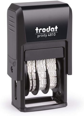 Trodat Printy 4810 Self Inking Date Stamp - Day, Months, (in Letters) Year - Black Ink Impression Size: 20 x 3.8mm in Saudi Arabia