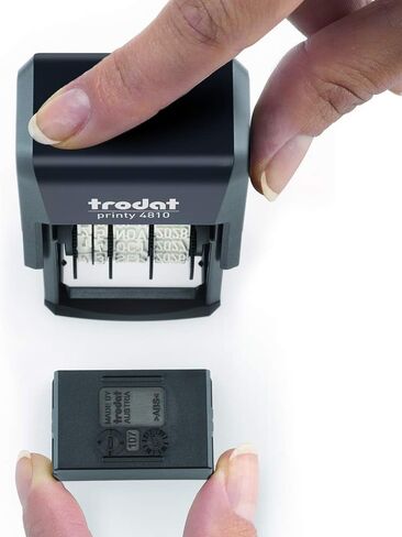 Trodat Printy 4810 Self Inking Date Stamp - Day, Months, (in Letters) Year - Black Ink Impression Size: 20 x 3.8mm in Saudi Arabia