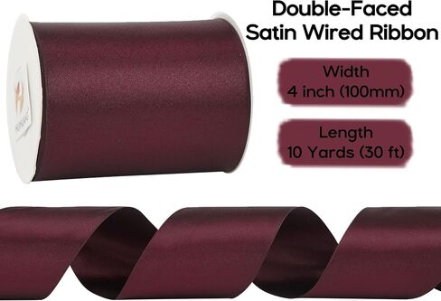 Huihuang White Satin Wired Ribbon 4 بوصة شريط عيد ميلاد أبيض عريض لزخارف الأشجار ، أكاليل الزهور ، أقواس كبيرة ، إكليل ، غلاف الهدايا ، مصنوعات منزلية- مستمر 10 ياردات in Kuwait
