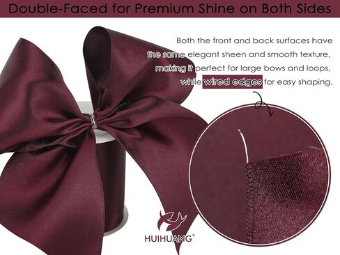 Huihuang White Satin Wired Ribbon 4 بوصة شريط عيد ميلاد أبيض عريض لزخارف الأشجار ، أكاليل الزهور ، أقواس كبيرة ، إكليل ، غلاف الهدايا ، مصنوعات منزلية- مستمر 10 ياردات in Kuwait