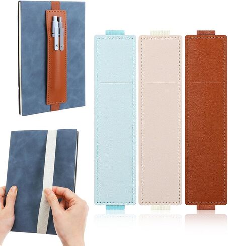 3Pcs Book Pen Holder, Adjustable Pen Holders for Notebooks, PU Leather Pencil Case with Adjustable Band, Pencil Holder Case for Bible, Notebook, Planners, Binders and Books in Saudi Arabia