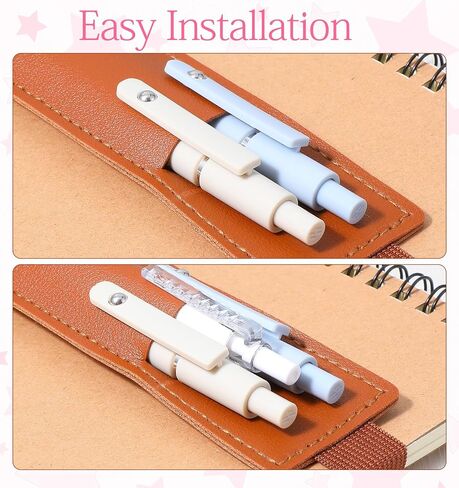3Pcs Book Pen Holder, Adjustable Pen Holders for Notebooks, PU Leather Pencil Case with Adjustable Band, Pencil Holder Case for Bible, Notebook, Planners, Binders and Books in Saudi Arabia