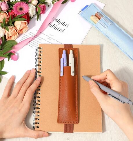 3Pcs Book Pen Holder, Adjustable Pen Holders for Notebooks, PU Leather Pencil Case with Adjustable Band, Pencil Holder Case for Bible, Notebook, Planners, Binders and Books in Saudi Arabia