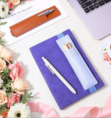 3Pcs Book Pen Holder, Adjustable Pen Holders for Notebooks, PU Leather Pencil Case with Adjustable Band, Pencil Holder Case for Bible, Notebook, Planners, Binders and Books in Saudi Arabia