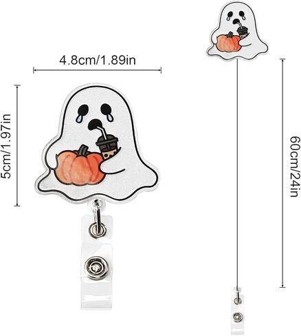 Halloween Boo&Pumpkin Badge Reel, Retractable Badge Holders for Nurse Nursing RN CNA Medical Worker & Teacher, Pink Nurse Badge Reel, Cute Spooky Acrylic Badge Holder in Saudi Arabia