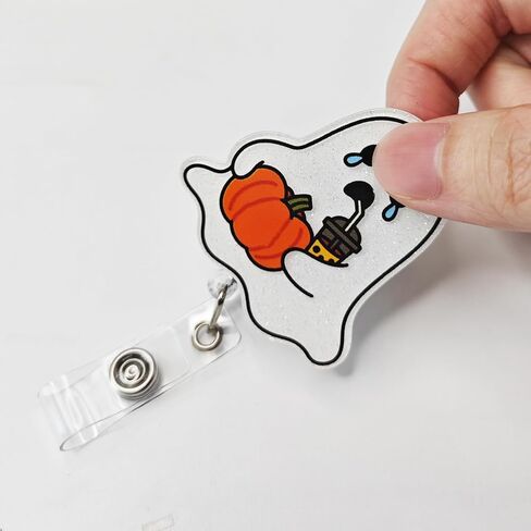 Halloween Boo&Pumpkin Badge Reel, Retractable Badge Holders for Nurse Nursing RN CNA Medical Worker & Teacher, Pink Nurse Badge Reel, Cute Spooky Acrylic Badge Holder in Saudi Arabia
