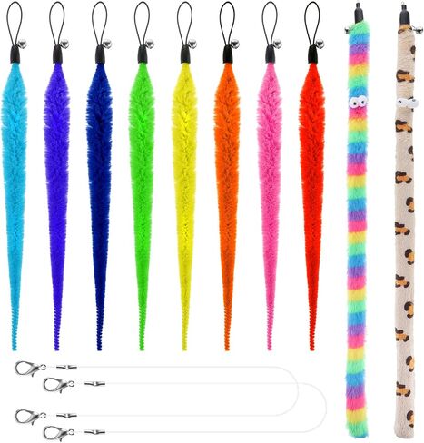 لعبة Cat Worm Toy ، 12 PCS Cat Wand Toy Accessories بما في ذلك مجموعة Worm & Snake Endills ، سلسلة بديلة 2pcs لألعاب القطط الصيد ، وملحقات ألعاب الريش المتنوعة للقطط الداخلية القطة in Kuwait