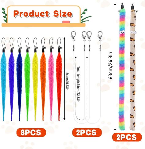 لعبة Cat Worm Toy ، 12 PCS Cat Wand Toy Accessories بما في ذلك مجموعة Worm & Snake Endills ، سلسلة بديلة 2pcs لألعاب القطط الصيد ، وملحقات ألعاب الريش المتنوعة للقطط الداخلية القطة in Kuwait