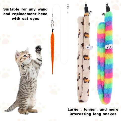 لعبة Cat Worm Toy ، 12 PCS Cat Wand Toy Accessories بما في ذلك مجموعة Worm & Snake Endills ، سلسلة بديلة 2pcs لألعاب القطط الصيد ، وملحقات ألعاب الريش المتنوعة للقطط الداخلية القطة in Kuwait