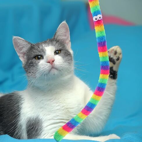 لعبة Cat Worm Toy ، 12 PCS Cat Wand Toy Accessories بما في ذلك مجموعة Worm & Snake Endills ، سلسلة بديلة 2pcs لألعاب القطط الصيد ، وملحقات ألعاب الريش المتنوعة للقطط الداخلية القطة in Kuwait