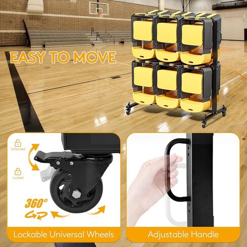 رف كرسي قابل للطي مع غطاء الغبار ، عجلات قابلة للقفل وعربة تخزين الوقوف ، 1200 رطل لـ 84 كرسي/12 طاولًا ، حامل كرسي كبير ، أسود غير لامع in Kuwait