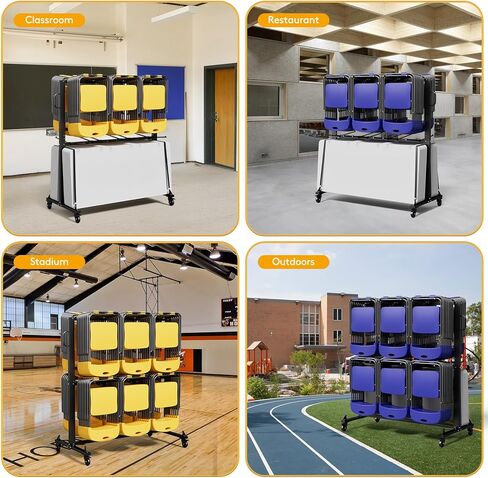 رف كرسي قابل للطي مع غطاء الغبار ، عجلات قابلة للقفل وعربة تخزين الوقوف ، 1200 رطل لـ 84 كرسي/12 طاولًا ، حامل كرسي كبير ، أسود غير لامع in Kuwait