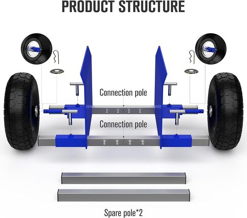 Moving Adjustable Dolly, 2 × 10" Heavy Duty Solid Rubber Tires Wheels 1000LBS Load Capacity for Panel/Slab/Plywood/Door/Granite/Drywall Material Handling and More - Black in Saudi Arabia