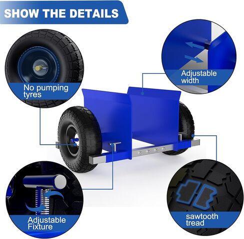 Moving Adjustable Dolly, 2 × 10" Heavy Duty Solid Rubber Tires Wheels 1000LBS Load Capacity for Panel/Slab/Plywood/Door/Granite/Drywall Material Handling and More - Black in Saudi Arabia