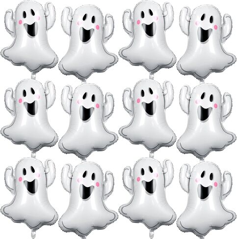 12pcs 30 Inch Halloween Ghost Balloons White Ghost Shaped Foil Balloon for Halloween Spooky Themed Birthday Baby Shower Wedding Party Decor Supplies in Saudi Arabia