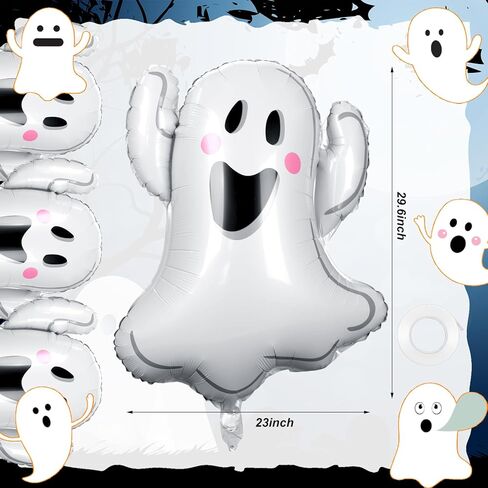 12pcs 30 Inch Halloween Ghost Balloons White Ghost Shaped Foil Balloon for Halloween Spooky Themed Birthday Baby Shower Wedding Party Decor Supplies in Saudi Arabia