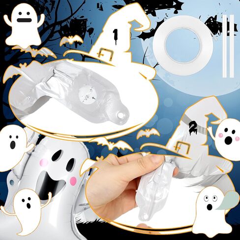 12pcs 30 Inch Halloween Ghost Balloons White Ghost Shaped Foil Balloon for Halloween Spooky Themed Birthday Baby Shower Wedding Party Decor Supplies in Saudi Arabia