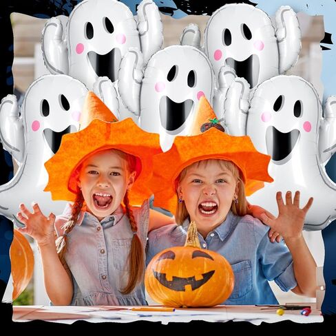 12pcs 30 Inch Halloween Ghost Balloons White Ghost Shaped Foil Balloon for Halloween Spooky Themed Birthday Baby Shower Wedding Party Decor Supplies in Saudi Arabia
