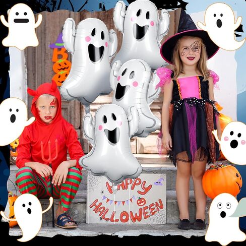 12pcs 30 Inch Halloween Ghost Balloons White Ghost Shaped Foil Balloon for Halloween Spooky Themed Birthday Baby Shower Wedding Party Decor Supplies in Saudi Arabia