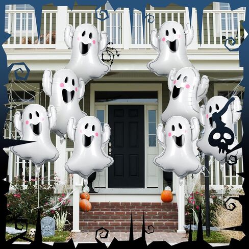 12pcs 30 Inch Halloween Ghost Balloons White Ghost Shaped Foil Balloon for Halloween Spooky Themed Birthday Baby Shower Wedding Party Decor Supplies in Saudi Arabia