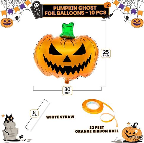 Katchon ، Balloons Halloween Scary Halloween -Large 30 بوصة | بالونات الهالوين للزخارف المخيفة | ديكورات حفلات عيد الهالوين الداخلية | جاك أو بالونات فانوس | حفلة الصيف ديكورات in Saudi Arabia