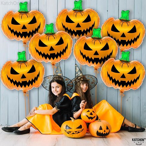 Katchon ، Balloons Halloween Scary Halloween -Large 30 بوصة | بالونات الهالوين للزخارف المخيفة | ديكورات حفلات عيد الهالوين الداخلية | جاك أو بالونات فانوس | حفلة الصيف ديكورات in Saudi Arabia