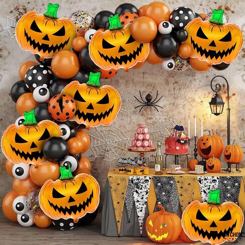 Katchon ، Balloons Halloween Scary Halloween -Large 30 بوصة | بالونات الهالوين للزخارف المخيفة | ديكورات حفلات عيد الهالوين الداخلية | جاك أو بالونات فانوس | حفلة الصيف ديكورات in Saudi Arabia