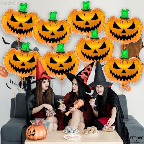 Katchon ، Balloons Halloween Scary Halloween -Large 30 بوصة | بالونات الهالوين للزخارف المخيفة | ديكورات حفلات عيد الهالوين الداخلية | جاك أو بالونات فانوس | حفلة الصيف ديكورات in Saudi Arabia