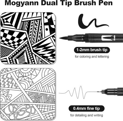 12 عبوة أسود رسم أقلام شعر بالفرشاة القلم Fineliner حبر الحبر المزدوج فرش نصيحة ثنائية in Kuwait