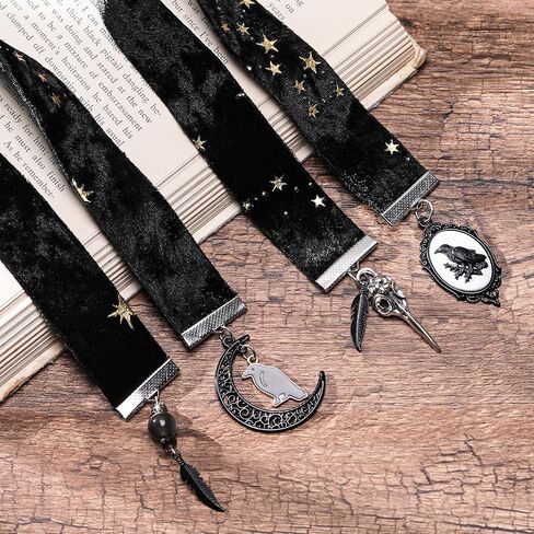 هدايا مرجعية Crow Fantasy - 2 PCS RIBBON VELVET فريدة من نوعها علامة كتاب أسود لمحبي القراءة نساء in Kuwait