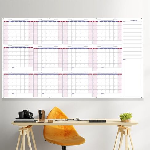 تقويم كبير للمحو الجاف للجدار ، 34 "× 60" ، اللوحة البيضاء الكبيرة للمكتب والمدرسة والمدرسة ، لوحة بيضاء قابلة للمحو ، مخطط أبيض غير مؤرخ شهري جامبو شهري in Kuwait