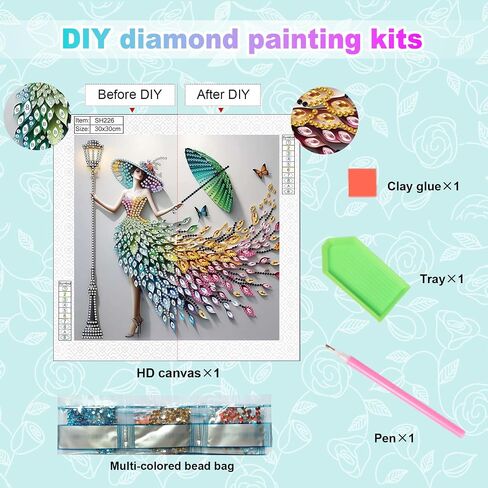antor Special Shape Diamond Art Kit for Adults – 5D White Blossom Tree Gem Art on Canvas, DIY Diamond Painting with Rhinestones, Paint by Numbers Craft for Beginners in Saudi Arabia