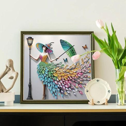 antor Special Shape Diamond Art Kit for Adults – 5D White Blossom Tree Gem Art on Canvas, DIY Diamond Painting with Rhinestones, Paint by Numbers Craft for Beginners in Saudi Arabia