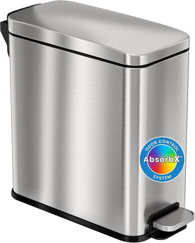 iTouchless 3 Gallon Small Wastebasket for Bathroom with Lid, Deodorizer, Soft-Step Stainless Steel Slim Garbage Bin, 11.5L Matte Grey Small Trash Can, Step Pedal, Modern Industrial Decor for Restroom in Saudi Arabia