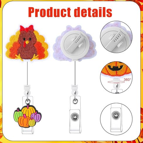 Geyoga 6 Pcs Holiday Badge Reels Retractable Name Card Halloween Thanksgiving Fall Christmas Cute Badge Holder Funny Badge Reels with Alligator Clip for Nurse Doctor Office Employee Gifts in Saudi Arabia