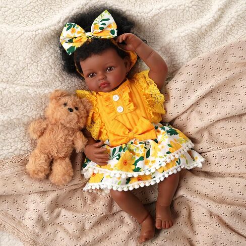 Babeside Rebord Baby Doll Cloths for 17-22 Inch Dolls-ملابس عباد الشمس الأصفر مع عقال-ملابس ناعمة ملحقات دمية الطفل لللعب التظاهر بالبنات in Saudi Arabia