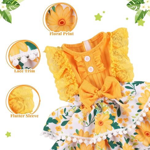Babeside Rebord Baby Doll Cloths for 17-22 Inch Dolls-ملابس عباد الشمس الأصفر مع عقال-ملابس ناعمة ملحقات دمية الطفل لللعب التظاهر بالبنات in Saudi Arabia