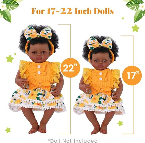 Babeside Rebord Baby Doll Cloths for 17-22 Inch Dolls-ملابس عباد الشمس الأصفر مع عقال-ملابس ناعمة ملحقات دمية الطفل لللعب التظاهر بالبنات in Saudi Arabia