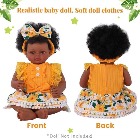 Babeside Rebord Baby Doll Cloths for 17-22 Inch Dolls-ملابس عباد الشمس الأصفر مع عقال-ملابس ناعمة ملحقات دمية الطفل لللعب التظاهر بالبنات in Saudi Arabia