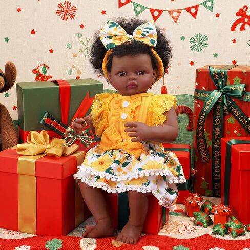 Babeside Rebord Baby Doll Cloths for 17-22 Inch Dolls-ملابس عباد الشمس الأصفر مع عقال-ملابس ناعمة ملحقات دمية الطفل لللعب التظاهر بالبنات in Saudi Arabia