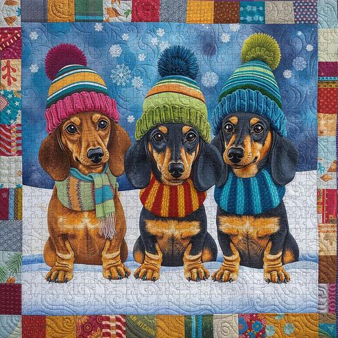 Pickforu الشتاء dachshunds الألغاز للبالغين ， عيد الميلاد لطيف الكلب بانوراما الألغاز 1000 قطعة ، تطريز الثلج حيوان ، موضوع عتيقة مثل جدار ديكور الفن in Saudi Arabia